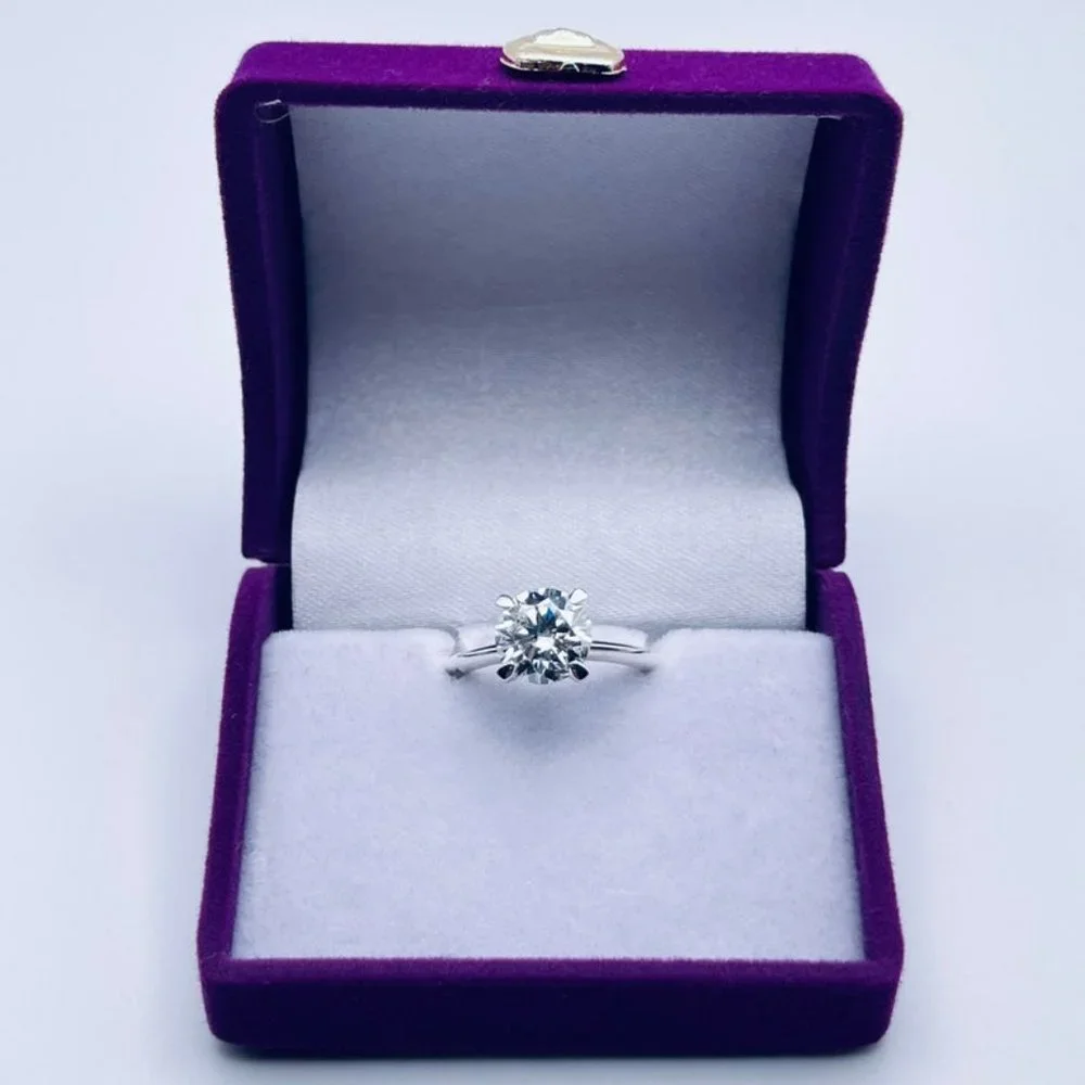 2ct D Round Cut Moissanite 4 Prong Solitaire Ring 14K Gold Plated Size 6 7 7.5 - Picture 9 of 10